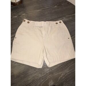 Tommy Hilfiger Tan Shorts size 4 Womens Light Chino Belted Floral Waist